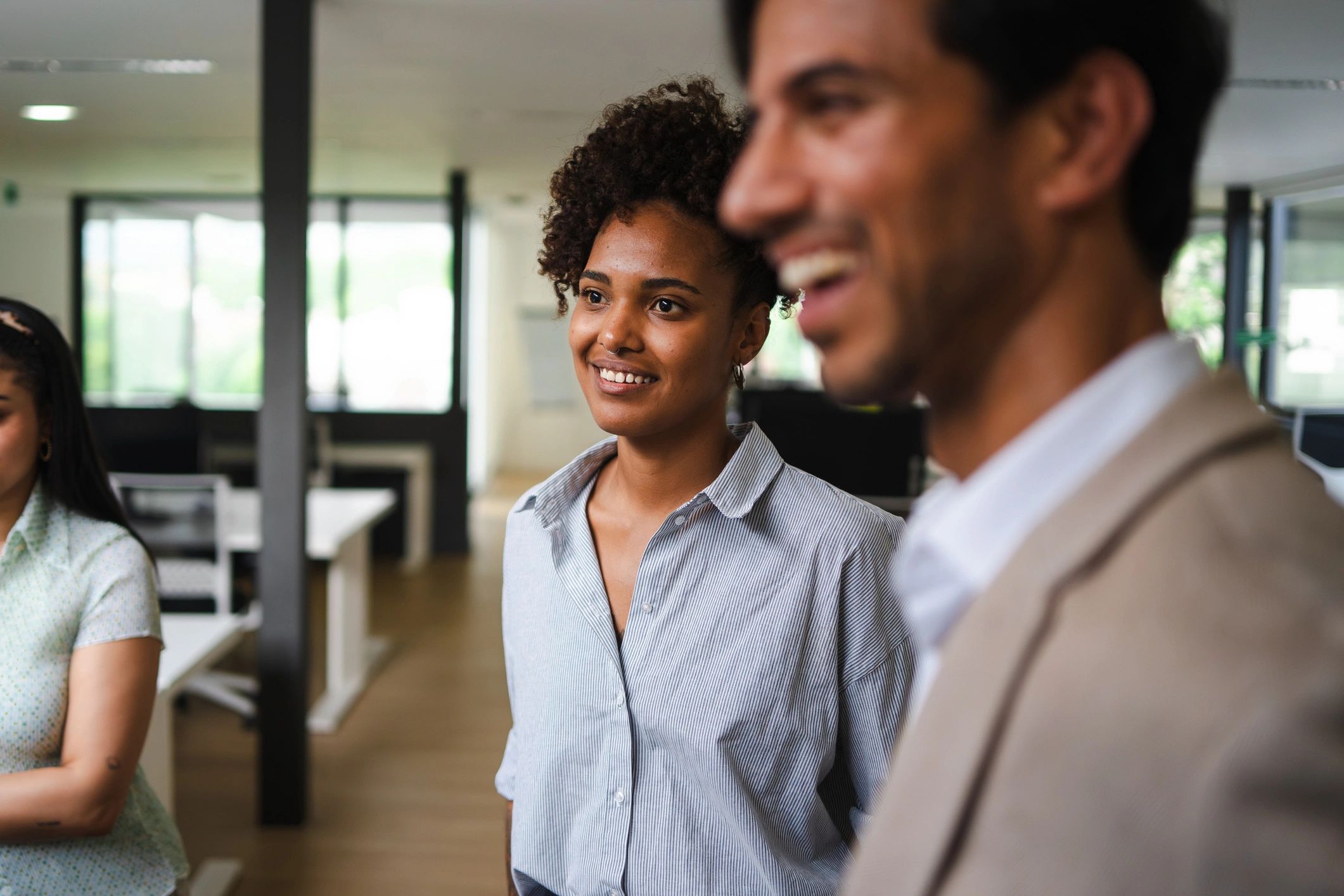 Business professionals collaborating in a contemporary office